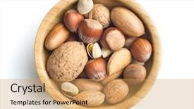 Presentation with hazelnuts - Presentation theme featuring nutshell hazelnuts walnuts almonds background and a yellow colored foreground