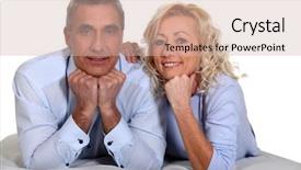  Presentation with aged - Cool new PPT theme with nuturing hospital patient - middle-aged couple laying together backdrop and a soft green colored foreground