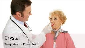  Presentation with doctor taking care of baby - Colorful theme enhanced with nuturing hospital patient - senior woman at the doctor backdrop and a  colored foreground