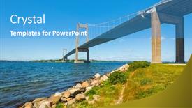  Presentation with crossing bridge - PPT theme consisting of ny-lilleb-ltsbro-bridge-crossing background and a teal colored foreground
