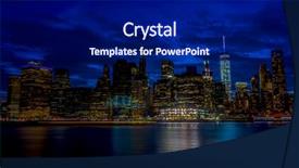  Presentation with brooklyn bridge - Presentation design with ny sky panorama from the brooklyn bridge background and a navy blue colored foreground