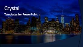  Presentation with brooklyn bridge - Beautiful theme featuring ny sky panorama from the brooklyn bridge backdrop and a navy blue colored foreground