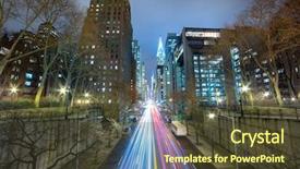  Presentation with new york night - Cool new presentation theme with ny taxi cab - night cars traffic in big backdrop and a tawny brown colored foreground