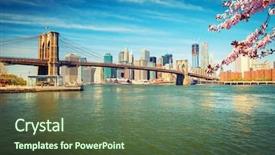  Presentation with brooklyn buildings - Amazing presentation theme having spring new york city backdrop and a tawny brown colored foreground