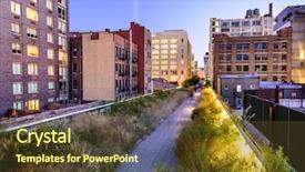  Presentation with green city - Presentation having green lining - new york city usa background and a tawny brown colored foreground