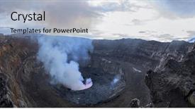  Presentation with volcano eruption - Slide set featuring nyiragongo volcano in eruption background and a light blue colored foreground