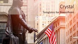  Presentation with george washington - Slide set with nyse - wall street in new york background and a lemonade colored foreground