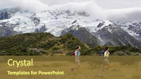  Presentation with new zealand - Slides having nz - new zealand travel hikers hiking background and a tawny brown colored foreground