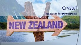  Presentation with new zealand - Beautiful PPT theme featuring nz - new zealand wooden sign backdrop and a sky blue colored foreground