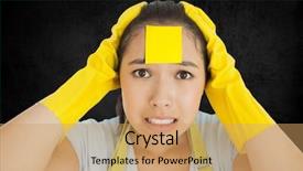  Presentation with stuck - Presentation theme with o her face against black background and a yellow colored foreground