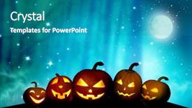  Presentation with scary devil nun for halloween - Slide set with o-lantern in the night background and a teal colored foreground