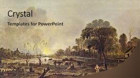  Presentation with reproduction - PPT layouts with o m - aert van der neer sunset background and a mint green colored foreground