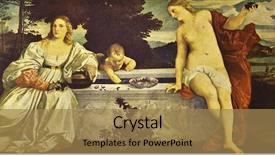  Presentation with reproduction - Colorful theme enhanced with o m - tiziano vecellio sacred and profane backdrop and a coral colored foreground