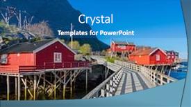  Presentation with village - Beautiful PPT theme featuring o-village-moskenes-red-norwegian backdrop and a teal colored foreground