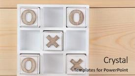  Presentation with tic tac toe - Slide deck consisting of o x - game of tic tac toe background and a  colored foreground