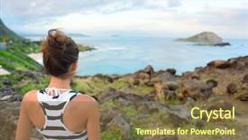  Presentation with hawaii - Cool new PPT layouts with oahu - hawaii travel woman tourist looking backdrop and a tawny brown colored foreground