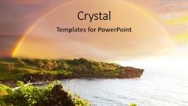  Presentation with island - Presentation design featuring pacific islanders - oahu island background and a coral colored foreground