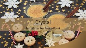  Presentation with christmas candy - Colorful PPT theme enhanced with oak table background festive theme backdrop and a coral colored foreground