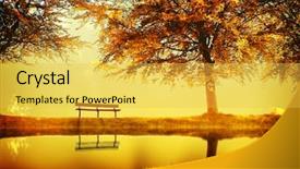  Presentation with oak tree - PPT theme with oak tree - golden planet background and a yellow colored foreground