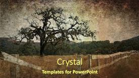  Presentation with oak tree - Cool new slides with oak-tree-and-broken-fence backdrop and a tawny brown colored foreground