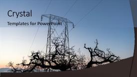  Presentation with oak tree - Presentation with oak tree and electric power background and a teal colored foreground