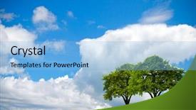  Presentation with oak tree - PPT layouts having oak tree on green field background and a light blue colored foreground