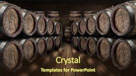  Presentation with oak barrel - Colorful PPT theme enhanced with oak wine barrels backdrop and a wine colored foreground