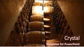  Presentation with napa - Theme with oak wine barrels in a winery in napa california fermenting wine for future drinking pleasure around the world background and a wine colored foreground