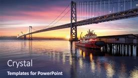  Presentation with oakland - Amazing slide deck having oakland-bridge-during-sunrise backdrop and a ocean colored foreground