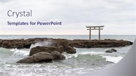  Presentation with sea - Presentation theme enhanced with oarai-isosaki-shrine-torii background and a sky blue colored foreground