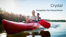  Presentation with rowing - Theme having oars - happy couple rowing kayak background and a sky blue colored foreground