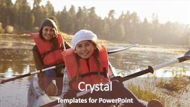  Presentation with kayaking - Presentation theme having oars - mother and daughter kayaking background and a tawny brown colored foreground