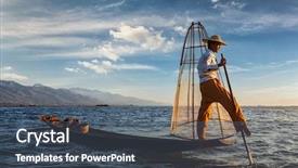  Presentation with travel - Theme consisting of oars - myanmar travel attraction landmark background and a ocean colored foreground