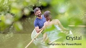  Presentation with shot - Slides consisting of oars - tilt shot of happy mid background and a yellow colored foreground