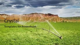  Presentation with agriculture - Slides having oasis - irrigated agriculture in desert farm background and a yellow colored foreground