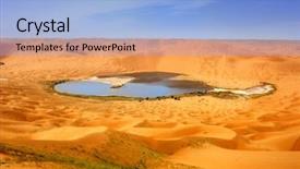  Presentation with desert - Presentation with oasis - lake in the gansu desert background and a light blue colored foreground