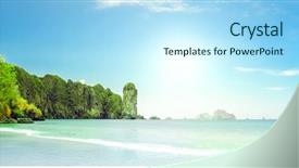  Presentation with perfect - Theme having oasis - landscape of tropical island beach background and a sky blue colored foreground