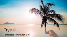  Presentation with island sunset - Audience pleasing presentation theme consisting of oasis - sea sunset in koh phangan backdrop and a lemonade colored foreground