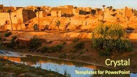  Presentation with mirage - Theme with mirage - oasis in sahara desert africa background and a tawny brown colored foreground