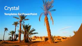  Presentation with oasis - Beautiful presentation theme featuring oasis in sahara desert africa backdrop and a teal colored foreground