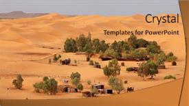  Presentation with sahara - Presentation theme with oasis in sahara desert background and a yellow colored foreground