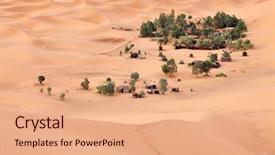  Presentation with oasis - Audience pleasing PPT theme consisting of oasis in sahara desert backdrop and a coral colored foreground
