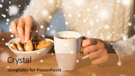  Presentation with oat - Colorful slides enhanced with oat cookies and hot chocolate backdrop and a gold colored foreground