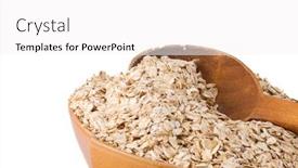 Presentation with oat - Theme having oat flake and wood spoon in plate background and a white colored foreground