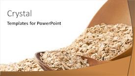  Presentation with oat - Slide deck featuring oat flake cereals and bowl isolated on white background background and a white colored foreground