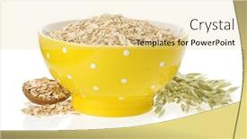  Presentation with oat - Colorful PPT layouts enhanced with oat flake in bowl and ears isolated on white background backdrop and a blonde colored foreground