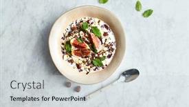  Presentation with oat milk - Beautiful PPT theme featuring oat-flake-muesli-with-hazelnuts backdrop and a light gray colored foreground