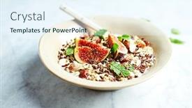  Presentation with oat milk - Colorful presentation design enhanced with oat-flake-muesli-with-hazelnuts backdrop and a sky blue colored foreground