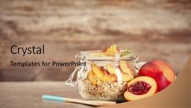  Presentation with oat - Presentation featuring oat flakes and fresh peach background and a coral colored foreground