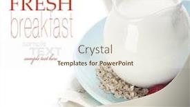  Presentation with oat milk - Cool new PPT theme with oat flakes milk and berries over white with sample text backdrop and a sky blue colored foreground
